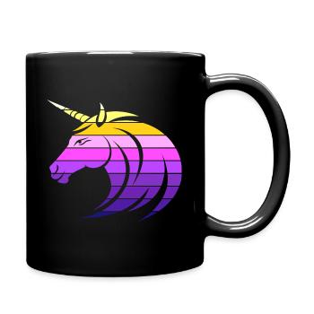 Einhorn - Synthwave - Tasse einfarbig - Schwarz - Rechts
