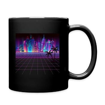 Illuminated city at night - Full Colour Mug - black - Right