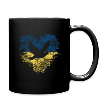 Dove + Heart - Peace for Ukraine - Full Colour Mug - black - Right