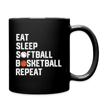 Eat Sleep Softball Basketball Repeat Funny Ball - Tasse einfarbig - Schwarz - Rechts