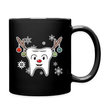 Zahn-Rentier Zahnarzt - Tasse einfarbig - Schwarz - Rechts