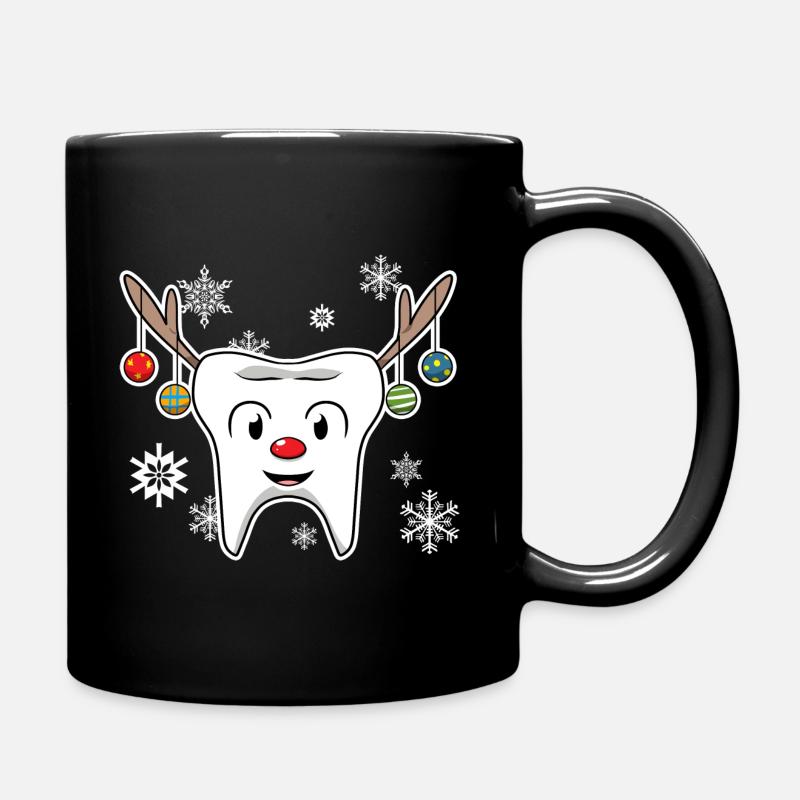 Zahn-Rentier Zahnarzt - Tasse einfarbig - Schwarz