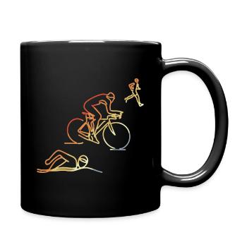 Triathlon im Retro Stil - Tasse einfarbig - Schwarz - Rechts