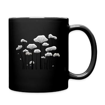 line art mushrooms - Full Colour Mug - black - Right