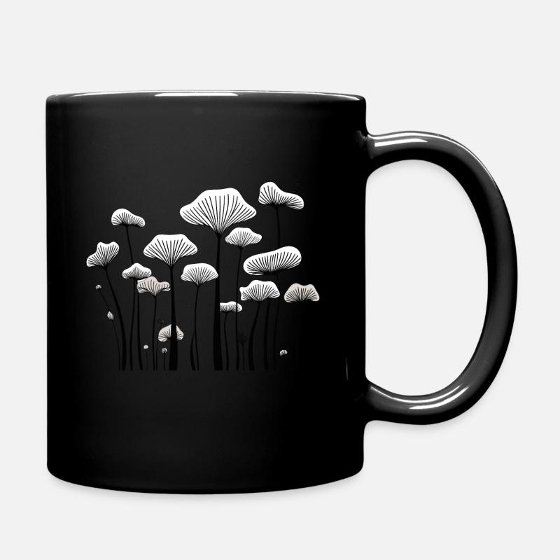 Linie Art Pilze - Tasse einfarbig - Schwarz