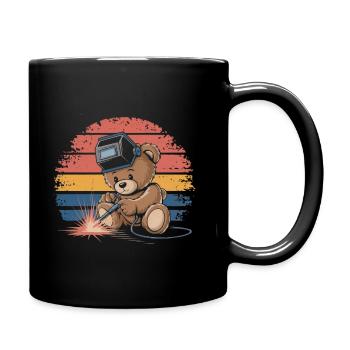Teddybär Schweißer schweißen Stahlbau Metallbau - Tasse einfarbig - Schwarz - Rechts