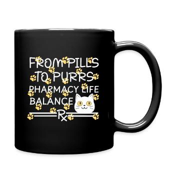 Pharmacie Chat Pilules pour Ronronner jaune-blanc - Mug uni - noir - Droite