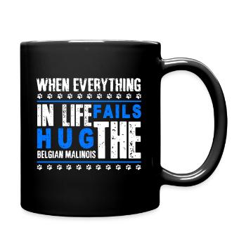 Hug The Belgian Malinois - Full Colour Mug - black - Right