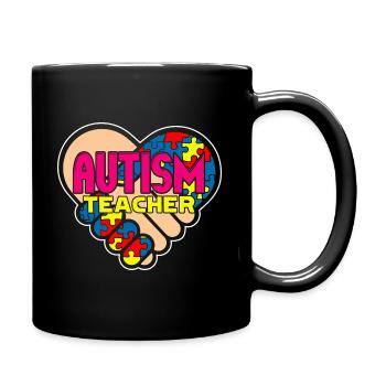 Autism Teacher Heart - Full Colour Mug - black - Right