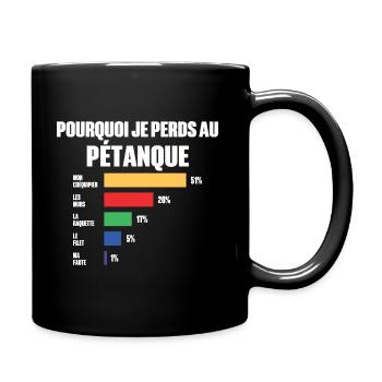 Pétanque-Trikot Ich kann kein Pétanque haben - Tasse einfarbig - Schwarz - Rechts