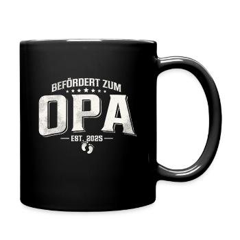 Befördert zum Opa 2025 - Tasse einfarbig - Schwarz - Rechts