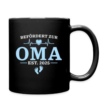 Oma est. 2025 Babyparty Geschenk - Tasse einfarbig - Schwarz - Rechts