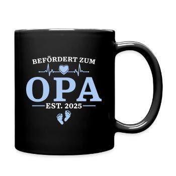 Opa est. 2025 Babyparty Geschenk - Tasse einfarbig - Schwarz - Rechts