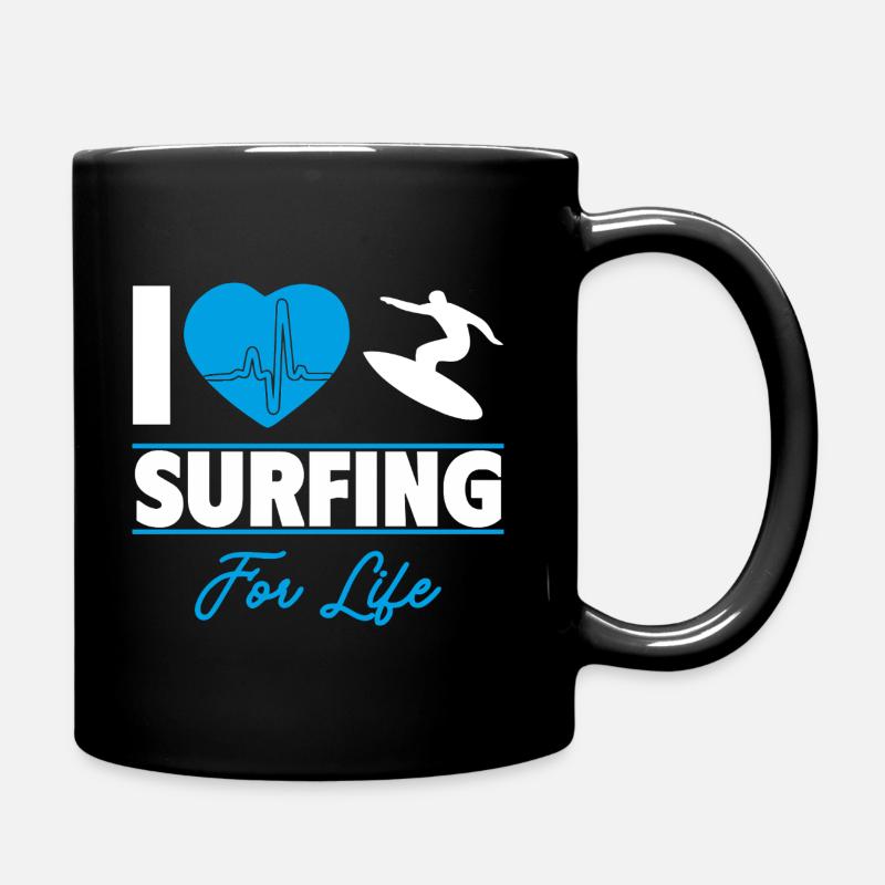 Ich liebe Surfen fürs Leben - Tasse einfarbig - Schwarz