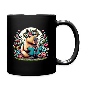 Niedliches Capybara-Lesebuch - Tasse einfarbig - Schwarz - Rechts