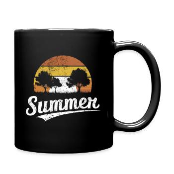 Retro Sonnenuntergang Sommer - Tasse einfarbig - Schwarz - Rechts