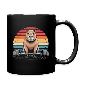 Capybara Weightlifting - Full Colour Mug - black - Right