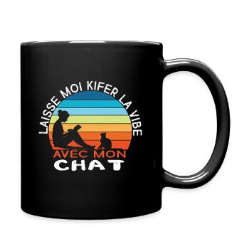 Chill avec mon chat et un bon livre – Style rétro - Mug uni - noir - Droite