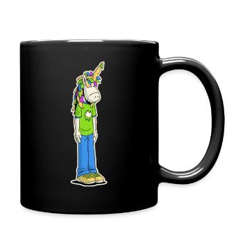 Unicorn and Budget t-shirt - Full Colour Mug - black - Right