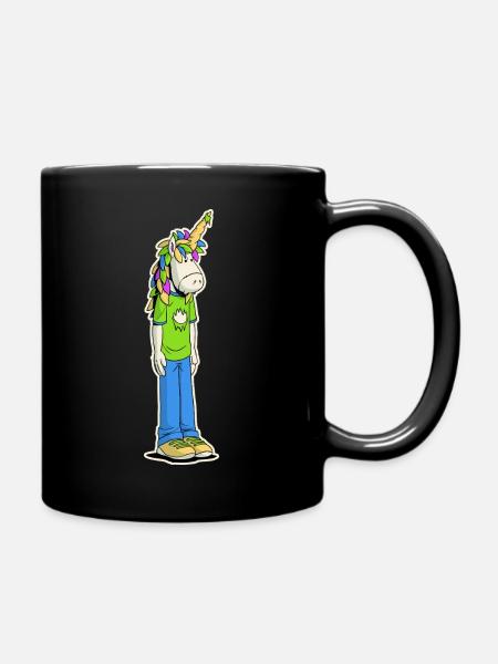 Unicorn and Budget t-shirt - Full Colour Mug - black