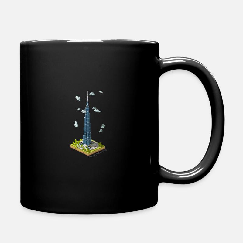Geometric low poly Burj Khalifa - Full Colour Mug - black