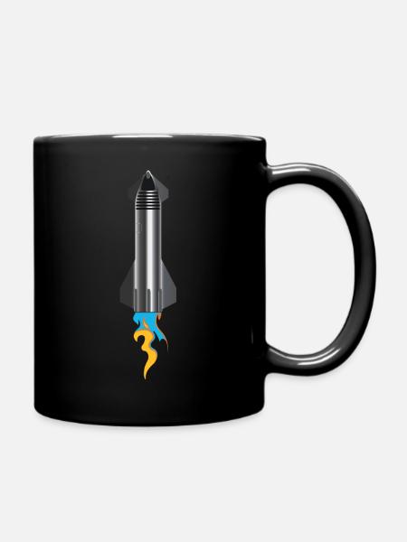 Raumschiff Aufkleber - Tasse einfarbig - Schwarz