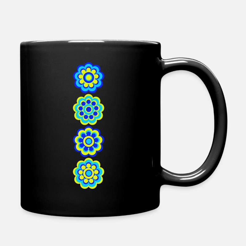 Blue Flowers - Full Colour Mug - black