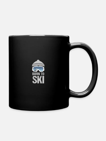 BORN TO SKI Winter Wintersport Geschenkidee - Tasse einfarbig - Schwarz