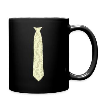 Fausse cravate, cravate rétro - Mug uni - noir - Droite