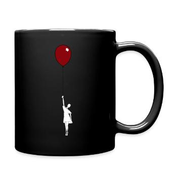 Mädchen mit roten Ballon und weißem Kleid - Tasse einfarbig - Schwarz - Rechts