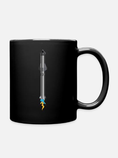 Raumschiff Super Heavy startet - Tasse einfarbig - Schwarz