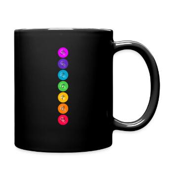 7 Chakra Symbole Energiezentren - Tasse einfarbig - Schwarz - Rechts