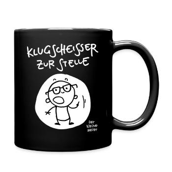 Der Kleine Meier - Klugscheißer zur Stelle - Tasse einfarbig - Schwarz - Rechts