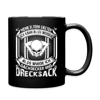 Dachdecker - Tasse einfarbig - Schwarz - Rechts