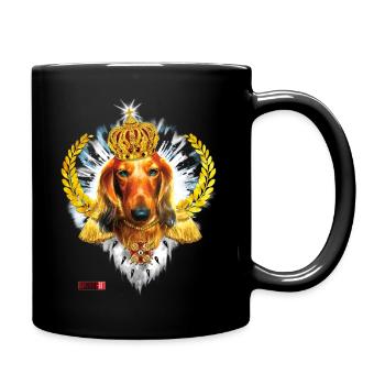 Dackel King Queen Dachshund Hund Lorbeerkranz - Tasse einfarbig - Schwarz - Rechts