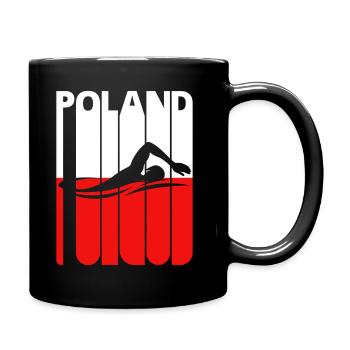 Vintage Swimming Gifts for Swimmers. Polish Flag - Full Colour Mug - black - Right