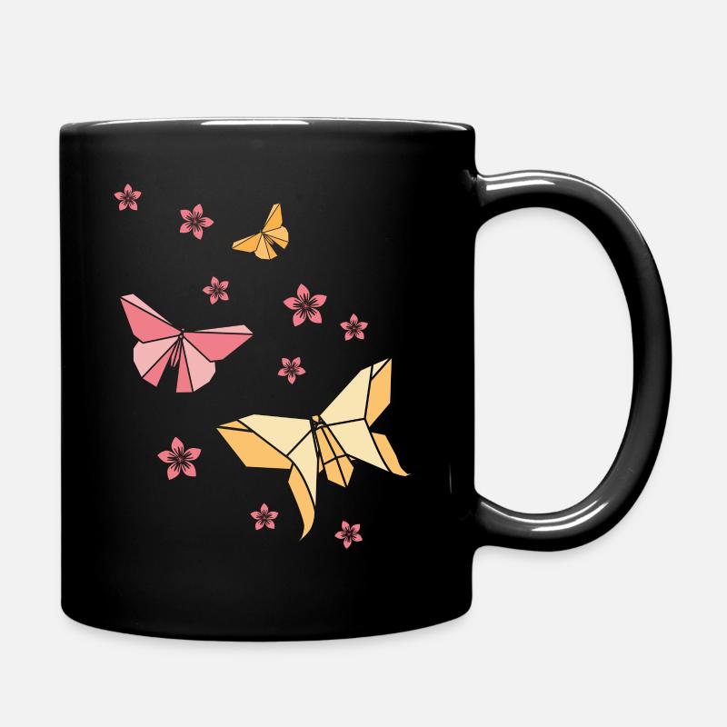 Papillons origami - Mug uni - noir