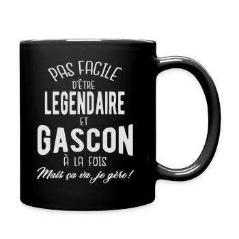 Pas facile d'être Gascon et légendaire - Mug uni - noir - Droite