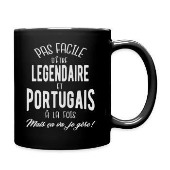 Pas facile d'être légendaire et Portugais - Mug uni - noir - Droite