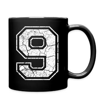 9_nine_neun_white_weiss (de) - Tasse einfarbig - Schwarz - Rechts