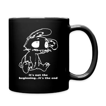 Sad Rabbit - it's not the beginning ... it's the end - Full Colour Mug - black - Right