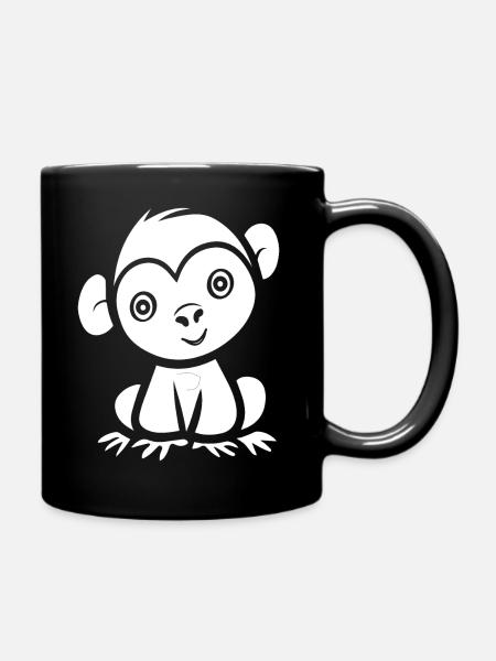 Baby monkey jungle - Full Colour Mug - black