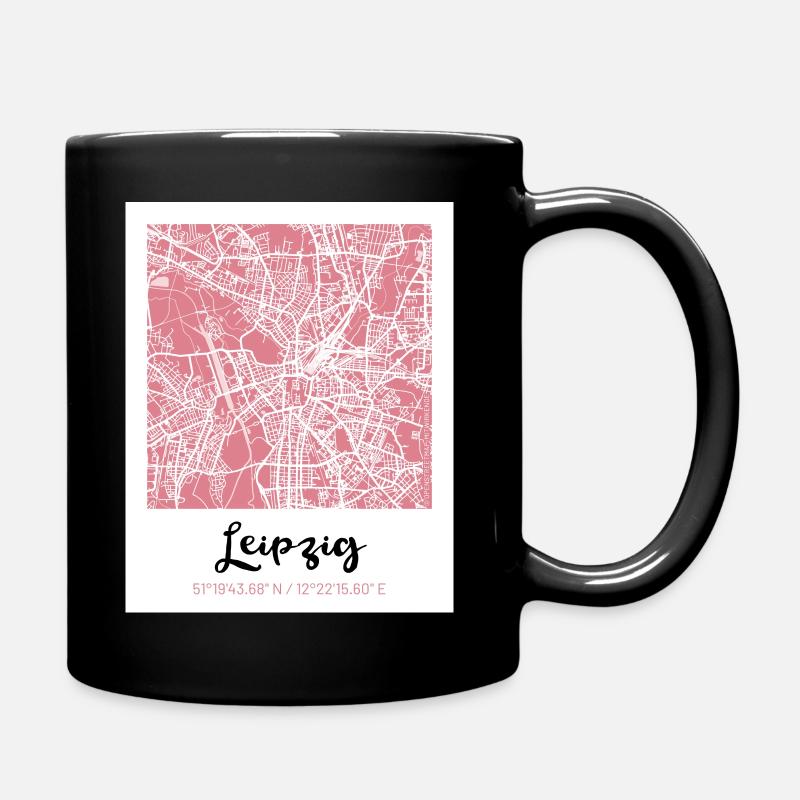 Leipzig – City Stadtplan Map Karte (altrosa) - Tasse einfarbig - Schwarz