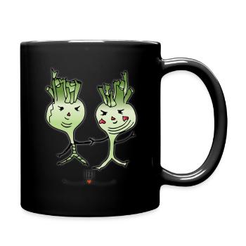 Tanzende Kohlrabis - Tasse einfarbig - Schwarz - Rechts