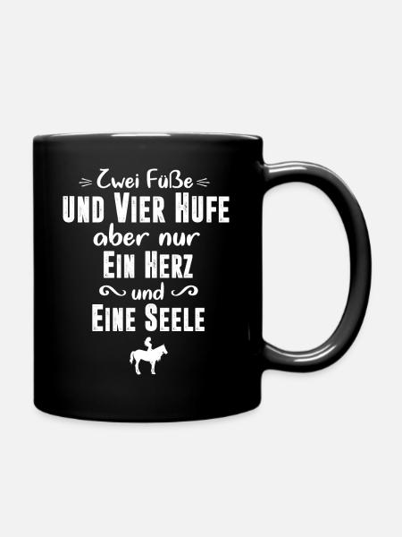 Reiten & Pferde - Zwei Füße und vier Hufe - Tasse einfarbig - Schwarz