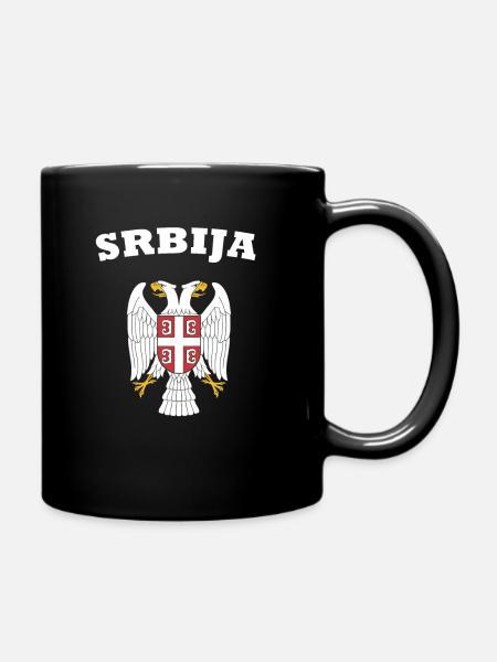 Serbie Srbija Adler Armoiries Drapeau Amour Football - Mug uni - noir