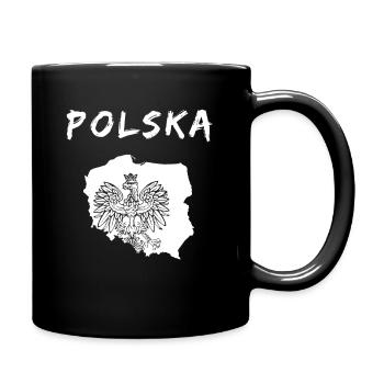 Poland Polska Flag Coat of Arms Football Fan Eagle - Full Colour Mug - black - Right