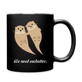 Love Otter couple gift idea Valentine's Day - Full Colour Mug - black - Right