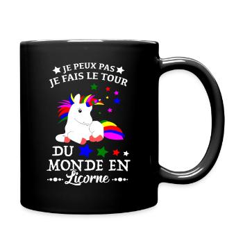 Unicorn Shirt - I go around the world Gift - Full Colour Mug - black - Right