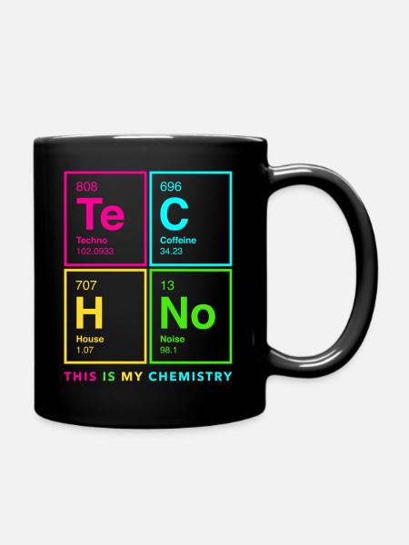 Te-C-H-No Periodensystem von Techno, EDM, Rave DJ - Tasse einfarbig - Schwarz